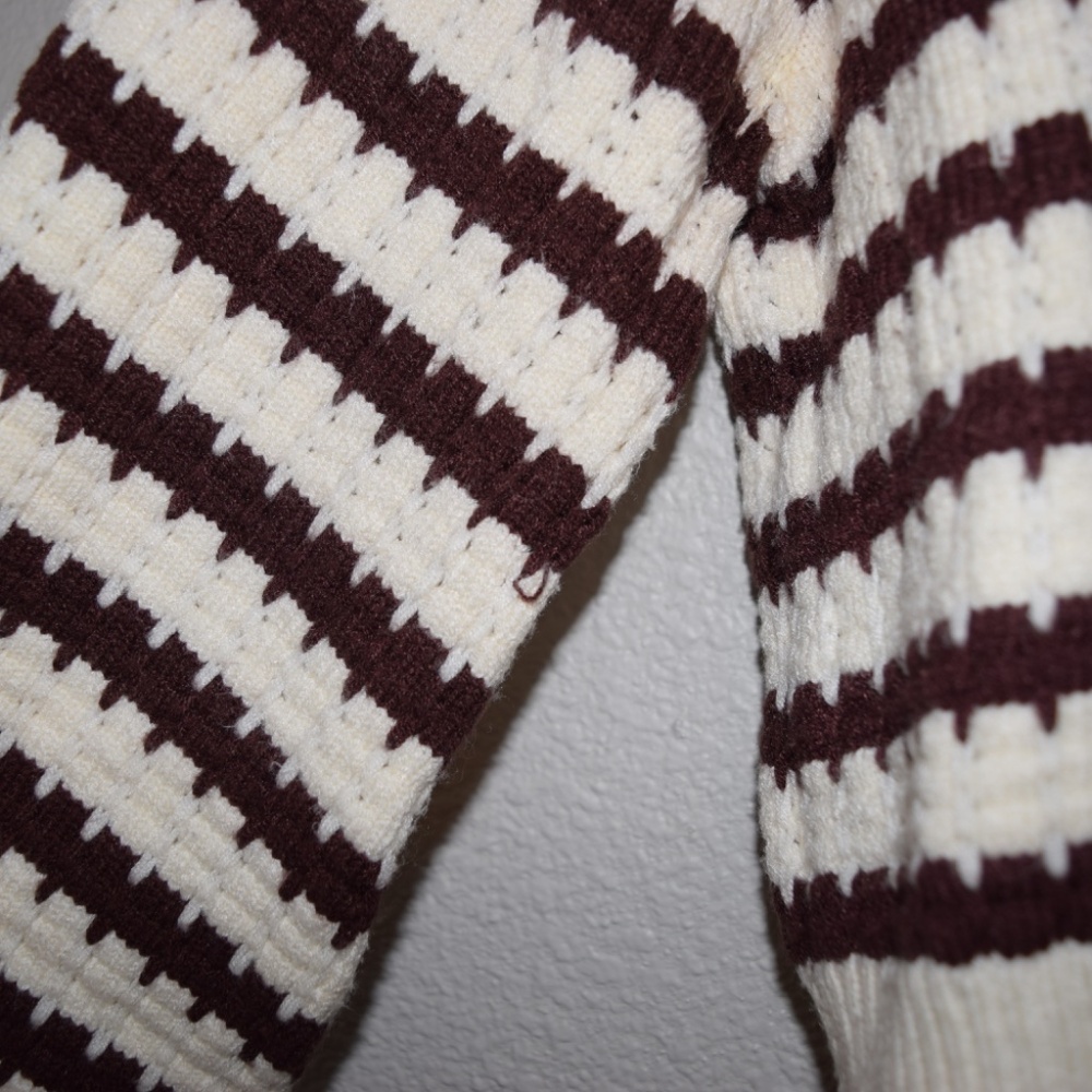 Altar’d State Cropped Brown and cream Horizontal Striped Soft Medium Sweater - Picture 9 of 10